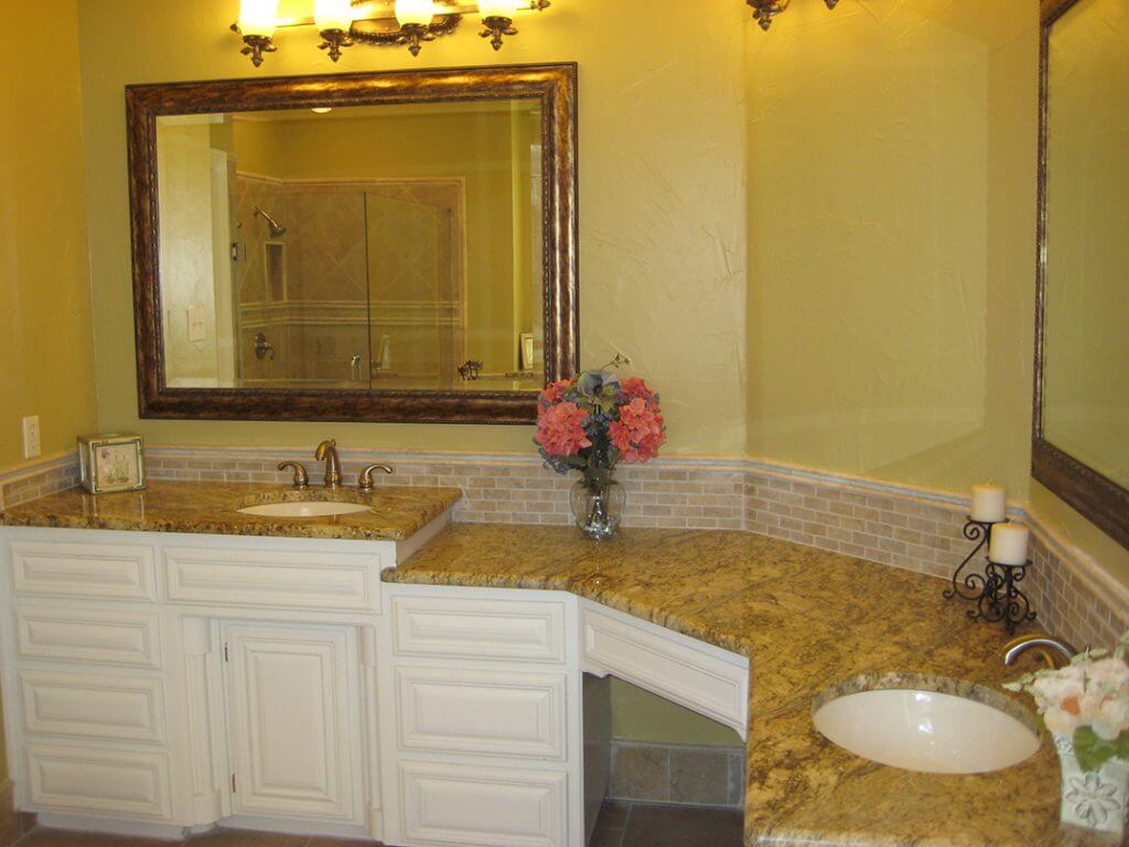 porcelain and granite combination on vanity