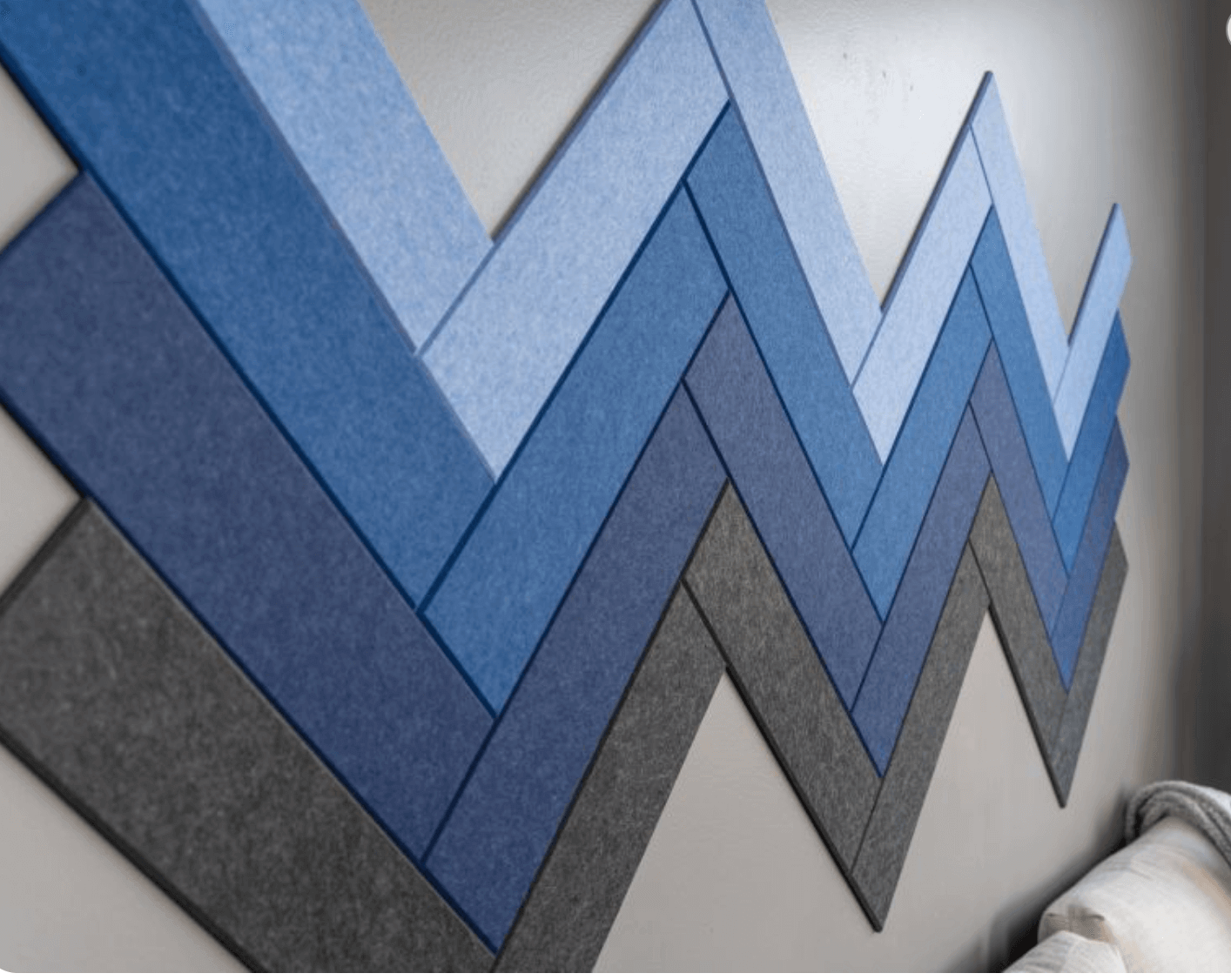 Dark blue herringbone acoustic felt wall tile
